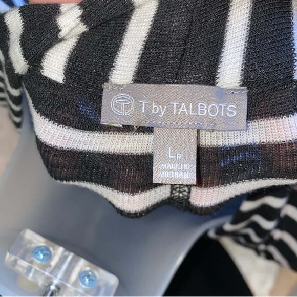 T by Talbots black and white striped light weight cardigan - Picture 6 of 6
